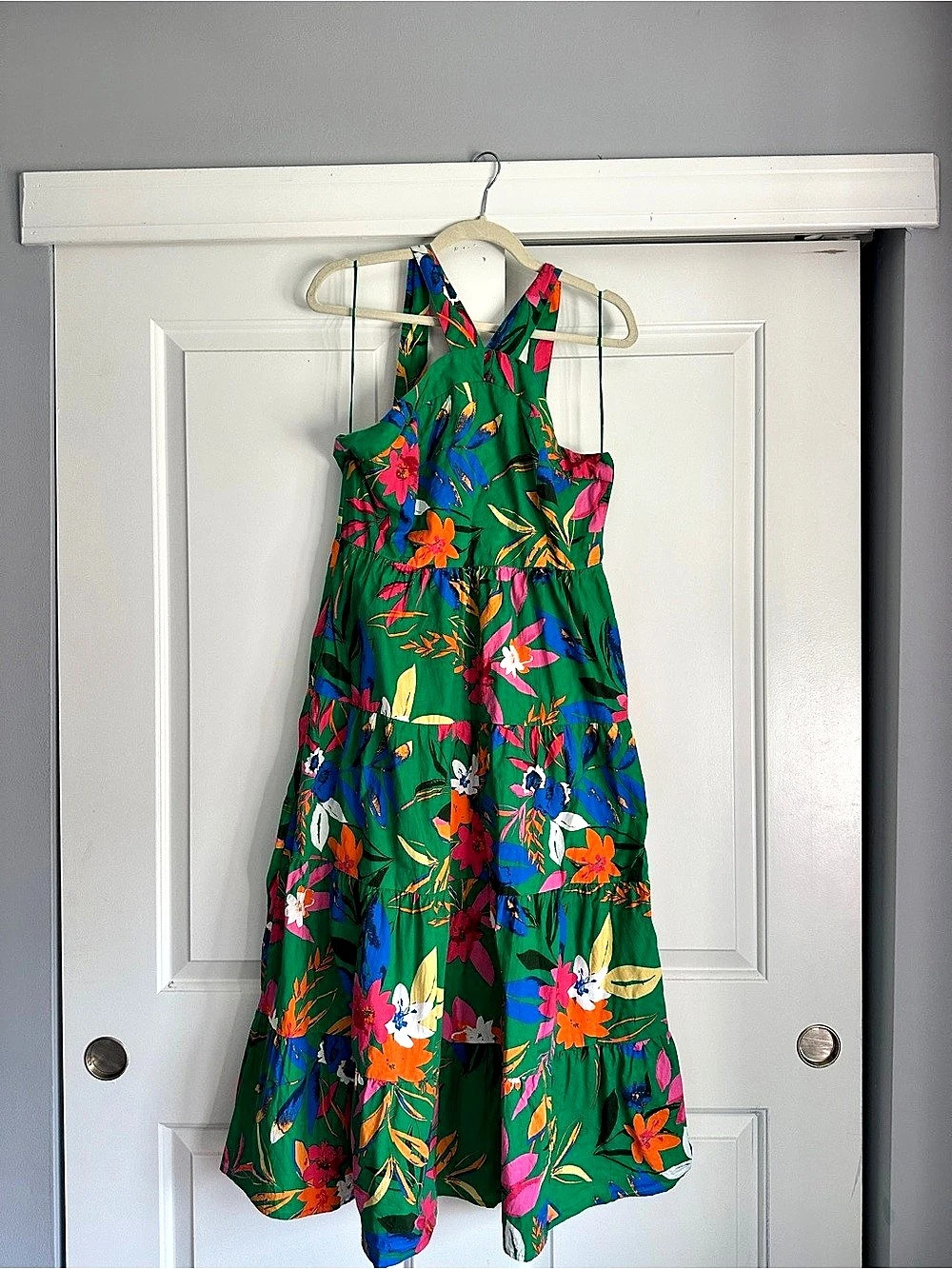 J.Crew Floral Halter Midi Dress in Green Size 12 Like New